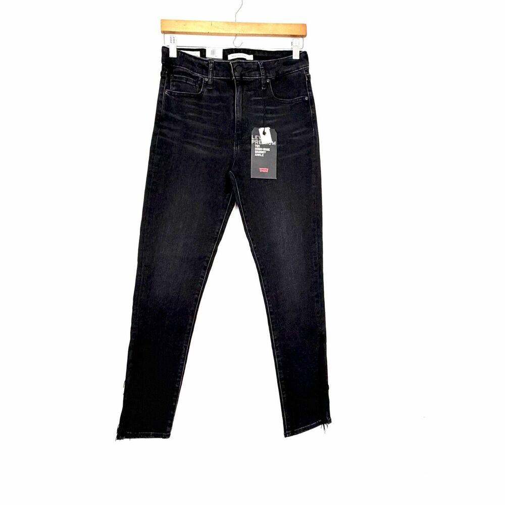 New Levi's Premium Women's 721 High Rise Skinny Jeans 5 Pocket 29x27 Black Chic